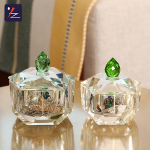 Glass crystal personalised trinket jewelry box candy accessories box with lid for home decoration