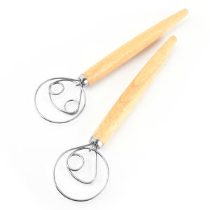 뜨거운 스테인레스 스틸 빵 덴마크 털 긴 나무 손잡이 베이킹 도구 반죽을 혼합하기위한 반죽 털 - Product Image 6