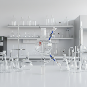 Verrerie <span class=keywords><strong>de</strong></span> laboratoire, tête <span class=keywords><strong>de</strong></span> distillation en verre borosilicate <span class=keywords><strong>de</strong></span> haute précision avec <span class=keywords><strong>robinet</strong></span> en PTFE - Product Image 6