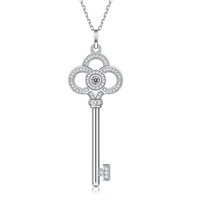 Collier pendentif en moissanite en forme de clé, pendentif goutte d'eau, chaîne avec diamant moissanite couleur D, colliers pendentifs en forme de cercle