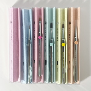Metal Handle Nail <b>Brush</b> <b>Set</b> Professional <b>Wire</b> Drawing Gel Painting <b>Brushes</b> for Nail Salon - Product Image 6