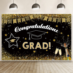 Graduation Decoration Vinyl Photo Cloth <strong>Congrats</strong> Grad Background Wall Sign Grad Theme Party Photo Booth Props <strong>Decor</strong> - Product Image 4