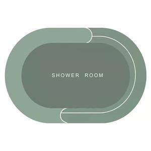 เสื่ออาบน้ำรูปไข่กันลื่นดูดซับน้ำได้ดีสำหรับห้องน้ำห้องครัวทางเข้าประตูสีขาวสีเทาดีไซน์เรียบง่าย ZYB032 - Product Image 3