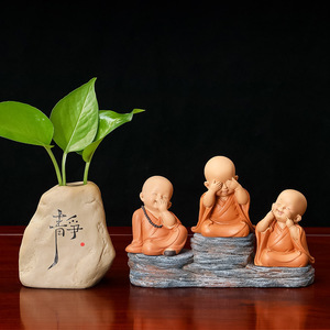 Huiwu Little Monk Resin Sculpture Handmade Zen Style Home Decoration Office <b>Desk</b> Ornament - Product Image 2