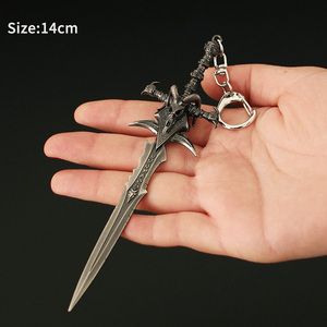 Épée Frostmourne du Roi des Liches en métal <span class=keywords><strong>Arthas</strong></span>, modèle de collection de 14 cm (5,51 pouces) pour décoration de bureau, cadeau - Product Image 1
