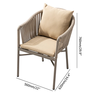 Ensemble de salle à manger d'extérieur en rotin et aluminium 6 pièces, meubles de patio en osier pour jardin, hôtel, parc, appartement, comprenant 1 table et 6 chaises - Product Image 2