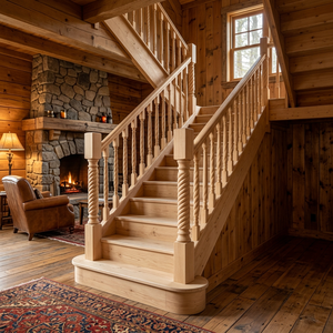 Main courante, balustrade, poteau de balustre et tournevis en bois rustique pour escalier - Product Image 1