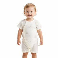 Combinaisons décontractées légères unisexes respirantes en coton jacquard 100% doux avec fermeture à boutons pression, manches courtes, imprimés variés