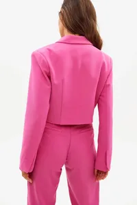 Mode Lange Blazer Tops En Wijde Pijpen Broek Pak Vrouwen Twee Stuk Broek Set