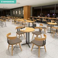 Muebles de Restaurante Comerciales de Roble Personalizados, Juego de Mesa y Sillas de Comedor de Madera y Cuero de Lujo Moderno para el Hogar