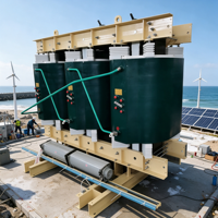 Transformateurs industriels secs à isolation époxy, triphasés, 50 Hz, à trois enroulements, zone de charge ségrégée, LUTE SCB-6500/37, 6500 kVA, 37 kV/0,69 kV