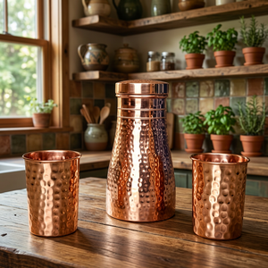 Pot à eau en cuivre certifié avec un ensemble de 4 tasses Moscow Mule, écologique, compatible lave-vaisselle, boîte cadeau incluse, designs personnalisables - Product Image 4
