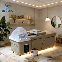 Lit de spa capillaire japonais de luxe MOOLIN avec circulation d'eau et thérapie à la vapeur, lit de massage professionnel pour salon de coiffure