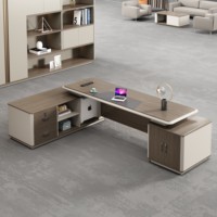 Bureau d'ordinateur moderne et durable avec panneau en bois, installation murale, 2 options de rangement, idéal pour les PDG