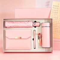 Coffrets cadeaux promotionnels personnalisés : parapluie, carnet et stylo avec tasse isotherme pour promotion