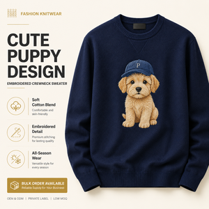 <span class=keywords><strong>Pull</strong></span> à col rond à manches longues pour homme 100% coton Imprimé animal Anti-boulochage Séchage rapide Respirant - Product Image 1