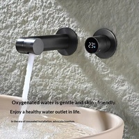 Robinet intelligent hydroélectrique mural dissimulé en laiton pour lavabo, finition chromée, céramique, rotation à 360 degrés, numérique, pour hôtel