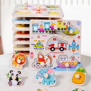 Factory Direct Sale Hand Grab Matching <b>Board</b> Early Educational Alphabet Learning Wooden Peg Knob Hand Grasp <b>Puzzle</b> for Children - Product Image 5