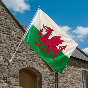 Bendera Aozhan <span class=keywords><strong>Wales</strong></span> 3*5Ft 100D Poliester Spanduk <span class=keywords><strong>Wales</strong></span> dengan Dua Lubang Logam - Warna Cerah Tahan Luntur 2' X 3' Kaki - Product Image 1