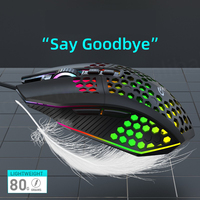 Souris de jeu ergonomique BAJEAL X801 filaire laser 7D 8000 DPI USB pour les deux mains, avec éclairage LED RGB, design en nid d'abeille, 7 boutons, 1,6 m