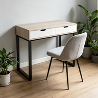 Bureau d'ordinateur ergonomique moderne en bois avec structure métallique et tiroirs de rangement pour la maison, le bureau et l'école