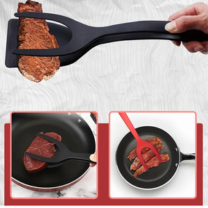 Vente en gros de pinces à retourner en nylon écologiques réutilisables 2 en 1, spatule, pince à steak, pince à crêpes, accessoires de cuisine - Product Image 2
