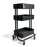 Chariot de rangement à roulettes en métal avec 4 roues en plastique, facile à assembler, pour usage domestique et cuisine