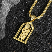 Nouveau design, pendentif Saint Jude à cadre creux, plaqué or, breloque religieuse, pendentifs hip-hop pour hommes, bijoux de mode