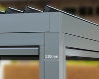 Gazebo de balcon extérieur de luxe en aluminium motorisé et imperméable avec protection UV, finition peinture poudrée TFT, dimensions personnalisables