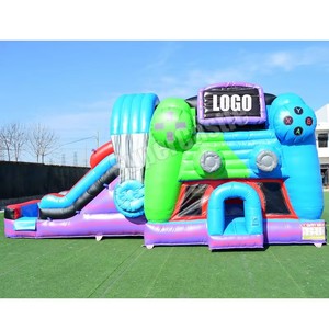 <span class=keywords><strong>Toboggan</strong></span> <span class=keywords><strong>aquatique</strong></span> gonflable de qualité commerciale pour jeux vidéo avec manette géante, piscine à jets simple/double voie, idéal pour la location en extérieur - Product Image 5
