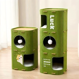 Double-Layer Felt MDF <strong>Cat</strong> Tree <strong>Bed</strong> 2-Level Climbing Frame Anti-Slip Scratching Board Enclosed Design-All Seasons Indoor Use Easy - Product Image 3