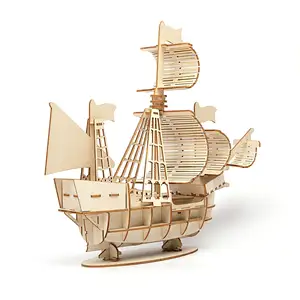 Basswood anpassbare 3D-Holzpuzzles Schiff Desktop Ornament Modell Holzschiff Modell Kit
