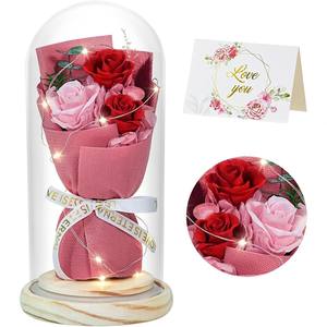 Ramo de Rosas en Cúpula de Cristal, Adorno Luminoso, Regalo para el Día de la Madre, San Valentín, para Mamá, Mejor Amiga, Decoración - Product Image 2
