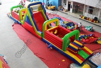 Parcours d'obstacles gonflable commercial coloré, jeux de course combinés, jeux gonflables sportifs d'escalade et de rampement, château gonflable pour parc d'attractions