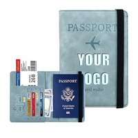 Portefeuille de passeport personnalisé avec logo, en cuir PU, plusieurs emplacements pour cartes, sangle élastique, organiseur de documents de voyage, porte-passeport pour cadeau d'affaires