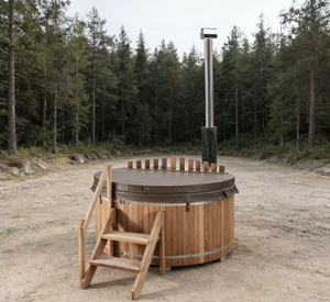 Bain à remous professionnel avec chauffage extérieur au bois, idéal pour la récupération, livraison rapide, avec couverture isolante - Product Image 4