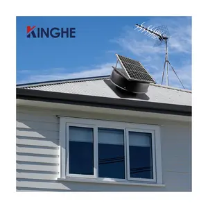 Kipas pembuangan ventilasi energi surya 50W 14 inci, kipas pembuangan logam tanpa daya atap dinding terpasang di dinding ventilasi atap dc tangki air