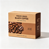 Boîte en carton auto-élevable personnalisée pour café noir lyophilisé, impression logo quadricolore, design pliable, estampage à chaud UV