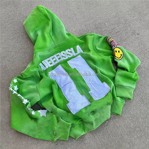 Y2k Streetwear 500 Gsm Francês Terry Zipup Vintage Camisola De Algodão De Alta Qualidade Bordado Pesado Lavagem Ácido Zip up Hoodie