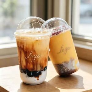 Gobelets en plastique PET en forme de U de 89/90 mm avec logo personnalisé, gobelets jetables en plastique compostable pour thé au lait à bulles et eau gazeuse - Product Image 5