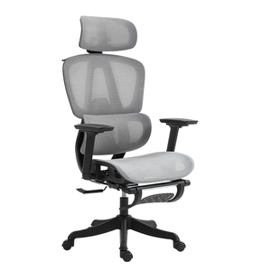 Silla de Oficina Gris de Alta Gama con Reposacabezas y Respaldo Ajustables, Silla de Malla de Diseño Moderno con Base de Metal, Venta al Por Mayor - Product Image 1