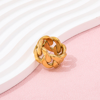 Fenny 18K Gold plattiert wasserdicht Mode Persönlichkeit klobig breite Kette Band Ring Edelstahl Großhandel Schmuck Form Frauen
