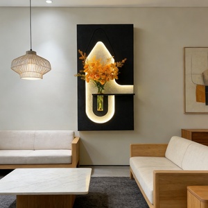 Decoración de Pared de Lujo para el Hogar, Arte en Relieve 3D, Pintura Texturizada, Escultura Geométrica Hecha a Mano, Pintura Minimalista en Piedra Arenisca, Murales LED - Product Image 4