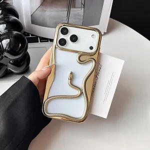 <span class=keywords><strong>Cover</strong></span> per <span class=keywords><strong>iPhone</strong></span> 18 17 16 15 14 13 12 <span class=keywords><strong>11</strong></span> <span class=keywords><strong>Pro</strong></span> <span class=keywords><strong>Max</strong></span> in silicone morbido antiurto bianco con design 3D a serpente cavo per dissipazione del calore - Product Image 5