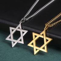 Collier étoile de David Myshape en acier inoxydable, croix de Jérusalem hexagonale, amulette protectrice, Hanouka, bijoux religieux juifs