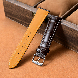 Biểu Tượng Tùy Chỉnh Bề Mặt Mô Hình Tre Dây Đeo Bằng Da Cho Longine Thay Thế 14 15 20Mm Đầy Đủ Hạt Bò Da Dây Đeo Đồng Hồ Ban Nhạc - Product Image 4