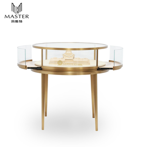 ויטרינת תצוגה לתכשיטים MASTER Circle, מסגרת נירוסטה מוזהבת, קוטר 100 ס\\\"מ, ויטרינה מעוקלת עם זכוכית מחוסמת - Product Image 3