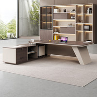 LBZ-139X Scrivania Direzionale Semplice con Finitura Verniciata, Lusso Leggero, Moderna, a L, Grande, con Piano Rinforzato per Manager