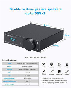 Amplificateur stéréo sans fil Fosi Audio DA2120A bleu, DAC audio, amplificateur de puissance classe D <span class=keywords><strong>HiFi</strong></span> 50W x 2 <span class=keywords><strong>pour</strong></span> enceintes &amp;   Subwoofer actif - Product Image 2