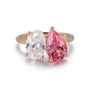 Anello di fidanzamento con diamante coltivato a forma di uovo da donna gioielli commemorativi per anniversario di matrimonio 10K/14K/18K/TP950 - Product Image 2